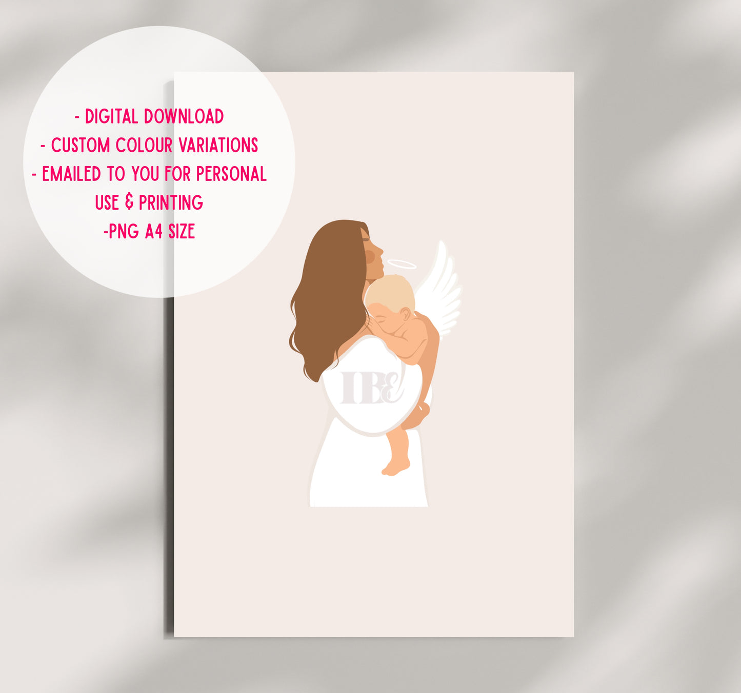Mother & Angel Baby Illustration