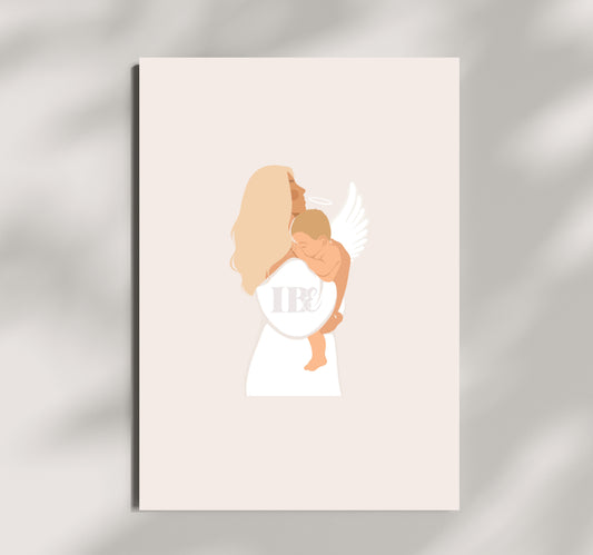 Mother & Angel Baby Illustration