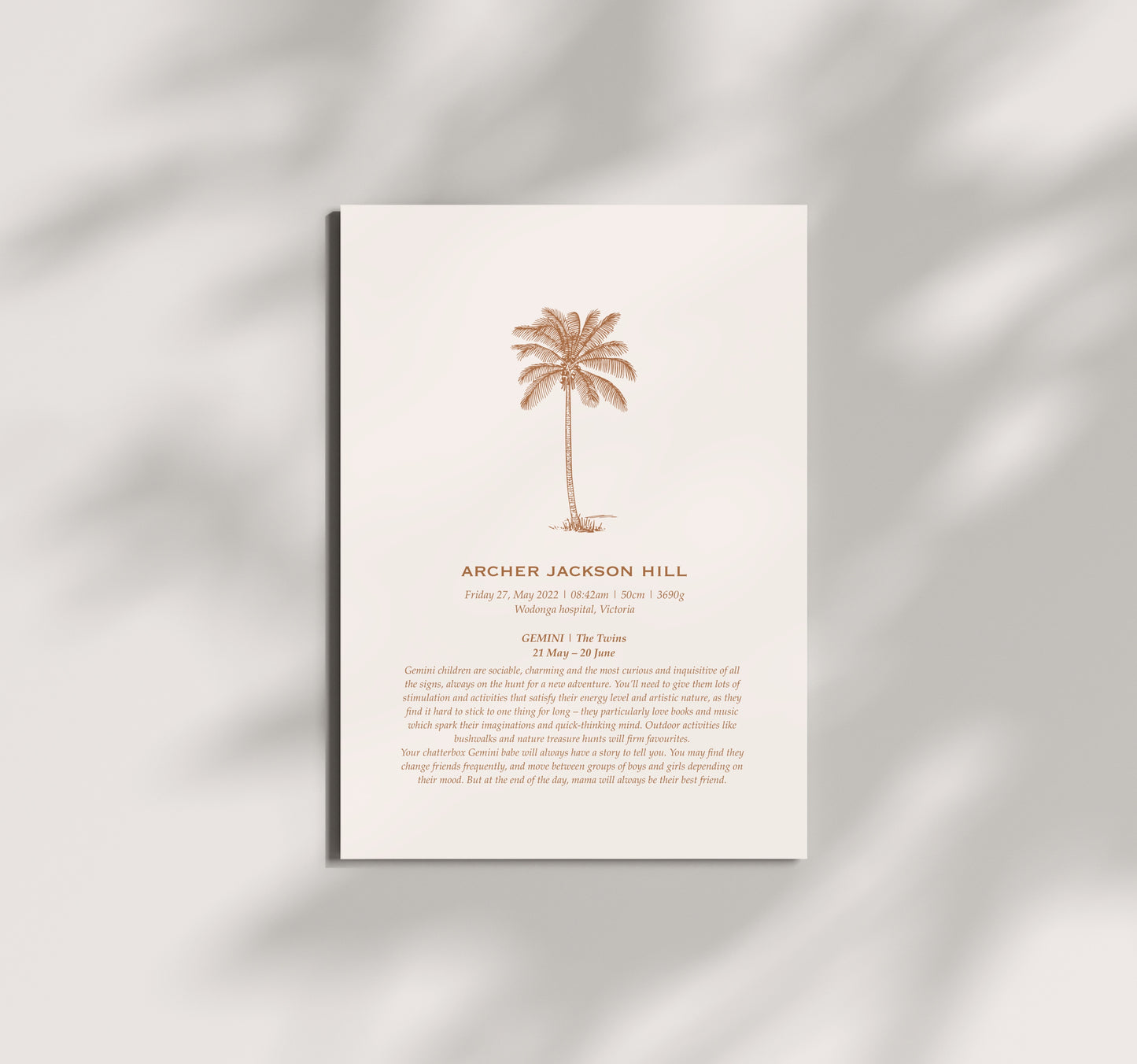 Palm Tree Birth Print