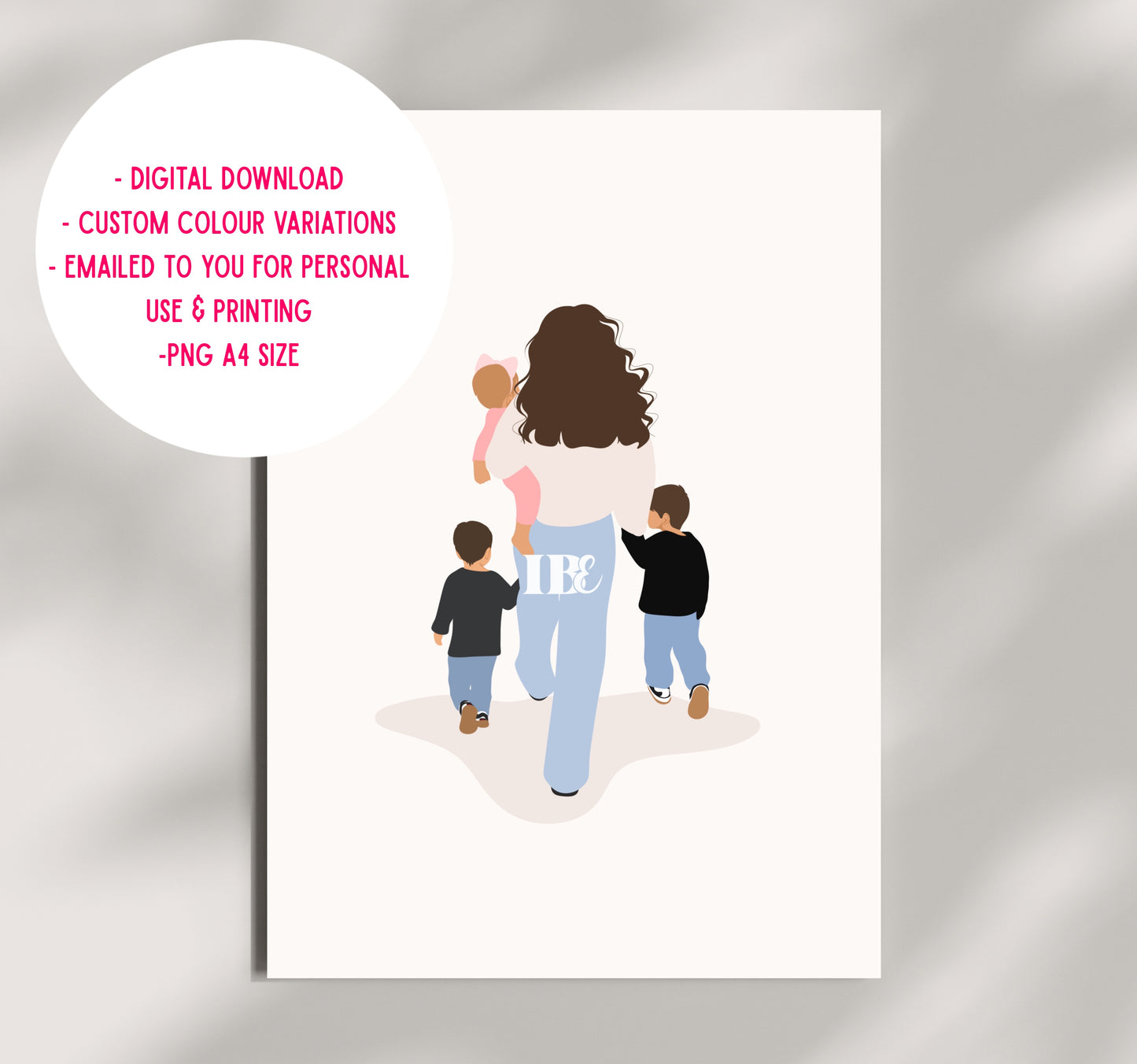 Mother & Multiple Children Illustration